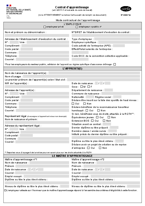 Le contrat d'apprentissage